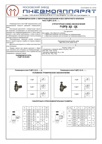 Пневмодроссель П-ДР1-1/4-14Ц